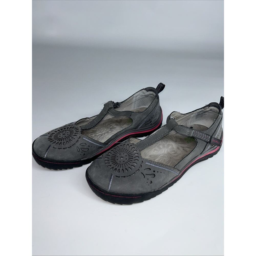 Jambu Sunkissed Charcoal Gray Sangria Mary Jane T Strap Floral Cutout Flats 9M
